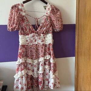 NEW Altar'd State Floral Red and White Dress (S)